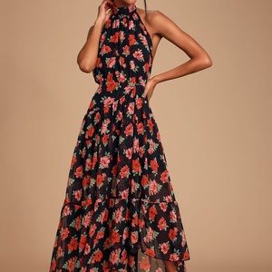 Black open back dress